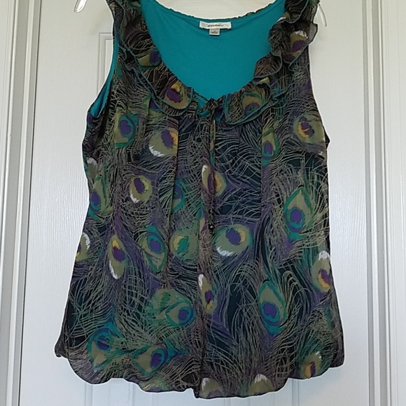 Dress Barn Tops - Peacock feather design tank top
